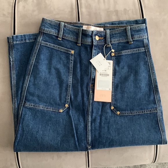 Zara NWT Denim Long Skirt size Large - Picture 6 of 13